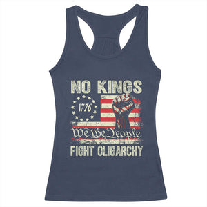 Funny No Kings Fight Oligarchy Racerback Tank Top Betsy Ross Flag Hand Fist TS11 Navy Print Your Wear