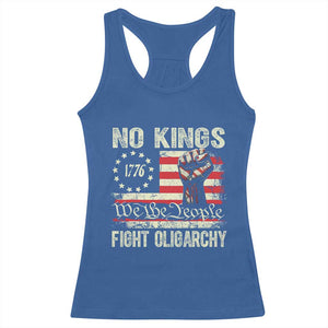 Funny No Kings Fight Oligarchy Racerback Tank Top Betsy Ross Flag Hand Fist TS11 Royal Blue Print Your Wear