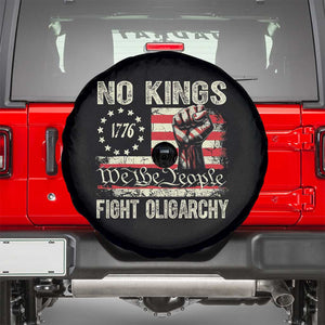 Funny No Kings Fight Oligarchy Spare Tire Cover Betsy Ross Flag Hand Fist TS11 Black Print Your Wear