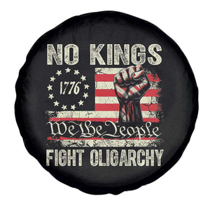 Funny No Kings Fight Oligarchy Spare Tire Cover Betsy Ross Flag Hand Fist TS11 Print Your Wear