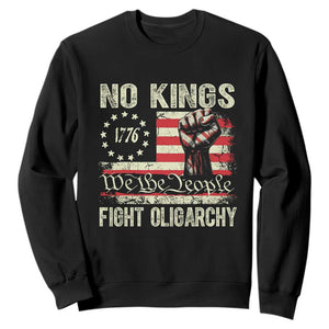 Funny No Kings Fight Oligarchy Sweatshirt Betsy Ross Flag Hand Fist TS11 Black Print Your Wear