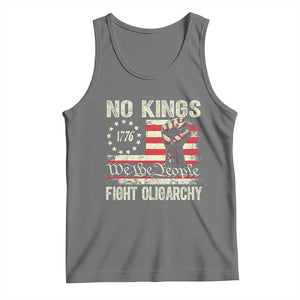 Funny No Kings Fight Oligarchy Tank Top Betsy Ross Flag Hand Fist TS11 Black Heather Print Your Wear
