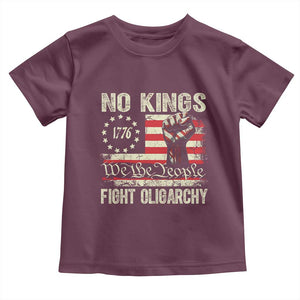 Funny No Kings Fight Oligarchy Toddler T Shirt Betsy Ross Flag Hand Fist TS11 Maroon Print Your Wear