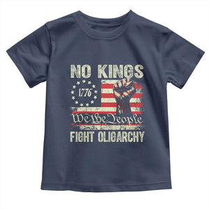 Funny No Kings Fight Oligarchy Toddler T Shirt Betsy Ross Flag Hand Fist TS11 Navy Print Your Wear