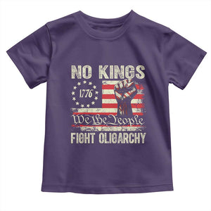 Funny No Kings Fight Oligarchy Toddler T Shirt Betsy Ross Flag Hand Fist TS11 Purple Print Your Wear