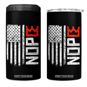 Funny Nope No Kings Vintage American Flag 4 in 1 Can Cooler Tumbler TS11 One Size: 16 oz Black Print Your Wear