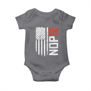 Funny Nope No Kings Vintage American Flag Baby Onesie TS11 Charcoal Print Your Wear