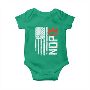 Funny Nope No Kings Vintage American Flag Baby Onesie TS11 Irish Green Print Your Wear