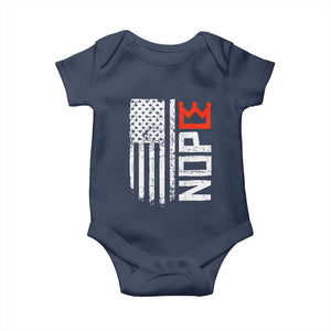 Funny Nope No Kings Vintage American Flag Baby Onesie TS11 Navy Print Your Wear