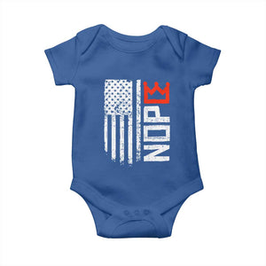 Funny Nope No Kings Vintage American Flag Baby Onesie TS11 Royal Blue Print Your Wear