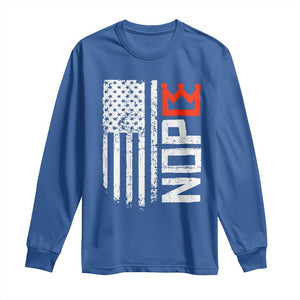 Funny Nope No Kings Vintage American Flag Long Sleeve Shirt TS11 Royal Blue Print Your Wear