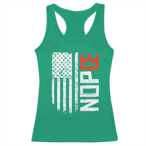 Funny Nope No Kings Vintage American Flag Racerback Tank Top TS11 Irish Green Print Your Wear