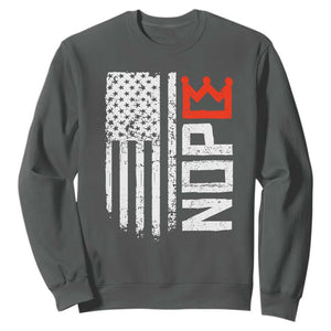 Funny Nope No Kings Vintage American Flag Sweatshirt TS11 Dark Heather Print Your Wear