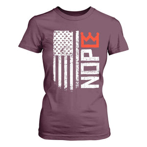 Funny Nope No Kings Vintage American Flag T Shirt For Women TS11 Maroon Print Your Wear