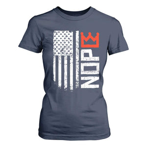 Funny Nope No Kings Vintage American Flag T Shirt For Women TS11 Navy Print Your Wear