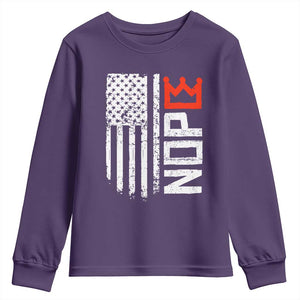 Funny Nope No Kings Vintage American Flag Youth Sweatshirt TS11 Purple Print Your Wear