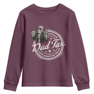 Funny Official Dad Tax Food Inspection Service Youth Sweatshirt Skeleton Fathers Day TS11 Maroon Print Your Wear