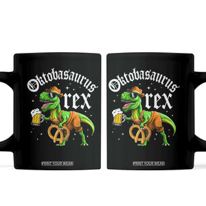 Funny Oktoberfest Dinosaur Coffee Mug Oktobasaurus Rex Lederhosen Bavarian Beer TS11 Black Print Your Wear