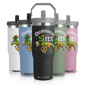 Funny Oktoberfest Dinosaur Flip Straw Tumbler Oktobasaurus Rex Lederhosen Bavarian Beer TS11 Print Your Wear