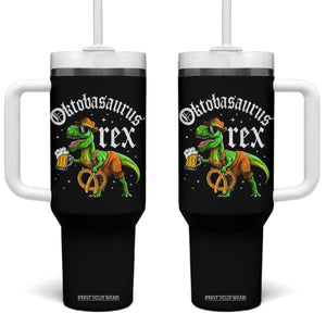 Funny Oktoberfest Dinosaur Tumbler With Handle Oktobasaurus Rex Lederhosen Bavarian Beer TS11 One Size: 40 oz Black Print Your Wear