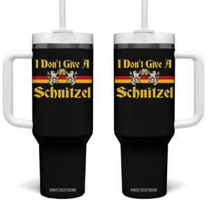 Funny Oktoberfest Tumbler With Handle I Don't Give a Schnitzel German Lion Beer TS11 One Size: 40 oz Black Print Your Wear