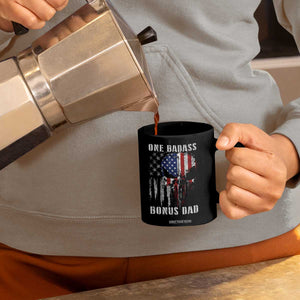 Funny One Badass Bonus Dad Coffee Mug Step Dad Fathers Day 4th Of July American Flag Skull TS11 Print Your Wear