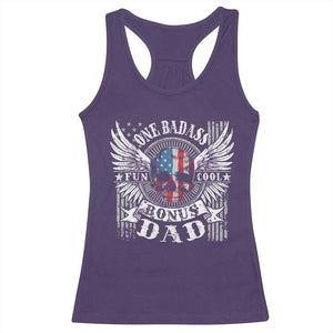 Funny One Badass Bonus Stepdad Racerback Tank Top Bonus Dad Fathers Day American Flag Skull TS11 Purple Print Your Wear
