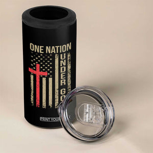 Funny One Nation Under God 4 in 1 Can Cooler Tumbler 4th Of July Patriotic Christian American Flag TS11 Print Your Wear