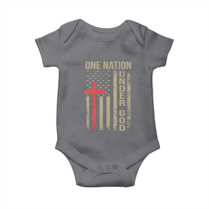 Funny One Nation Under God Baby Onesie 4th Of July Patriotic Christian American Flag TS11 Charcoal Print Your Wear