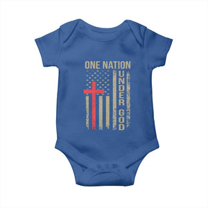 Funny One Nation Under God Baby Onesie 4th Of July Patriotic Christian American Flag TS11 Royal Blue Print Your Wear