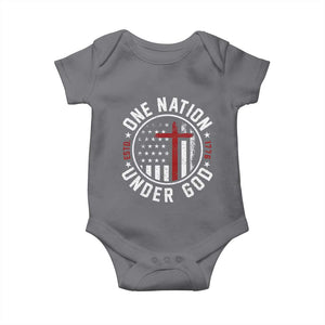 Funny One Nation Under God ESTD 1776 Baby Onesie 4th Of July Patriotic Christian TS11 Charcoal Print Your Wear