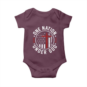 Funny One Nation Under God ESTD 1776 Baby Onesie 4th Of July Patriotic Christian TS11 Maroon Print Your Wear