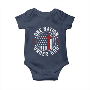 Funny One Nation Under God ESTD 1776 Baby Onesie 4th Of July Patriotic Christian TS11 Navy Print Your Wear