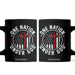 Funny One Nation Under God ESTD 1776 Coffee Mug 4th Of July Patriotic Christian TS11 Black Print Your Wear