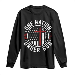 Funny One Nation Under God ESTD 1776 Long Sleeve Shirt 4th Of July Patriotic Christian TS11 Black Print Your Wear