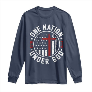 Funny One Nation Under God ESTD 1776 Long Sleeve Shirt 4th Of July Patriotic Christian TS11 Navy Print Your Wear