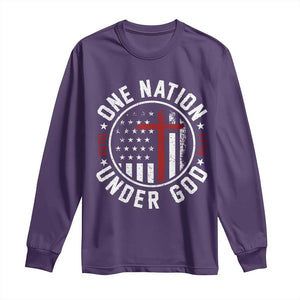 Funny One Nation Under God ESTD 1776 Long Sleeve Shirt 4th Of July Patriotic Christian TS11 Purple Print Your Wear
