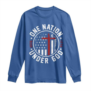 Funny One Nation Under God ESTD 1776 Long Sleeve Shirt 4th Of July Patriotic Christian TS11 Royal Blue Print Your Wear