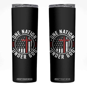 Funny One Nation Under God ESTD 1776 Skinny Tumbler 4th Of July Patriotic Christian TS11 Black Print Your Wear