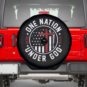 Funny One Nation Under God ESTD 1776 Spare Tire Cover 4th Of July Patriotic Christian TS11 Black Print Your Wear