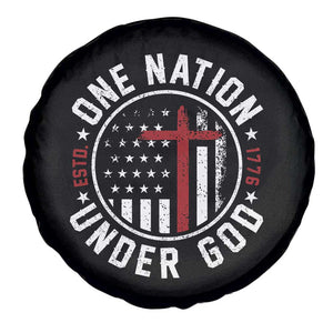 Funny One Nation Under God ESTD 1776 Spare Tire Cover 4th Of July Patriotic Christian TS11 Print Your Wear