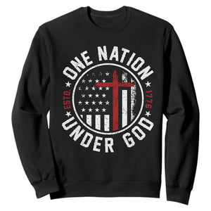 Funny One Nation Under God ESTD 1776 Sweatshirt 4th Of July Patriotic Christian TS11 Black Print Your Wear