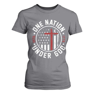 Funny One Nation Under God ESTD 1776 T Shirt For Women 4th Of July Patriotic Christian TS11 Charcoal Print Your Wear