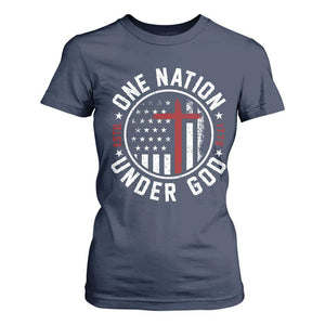 Funny One Nation Under God ESTD 1776 T Shirt For Women 4th Of July Patriotic Christian TS11 Navy Print Your Wear