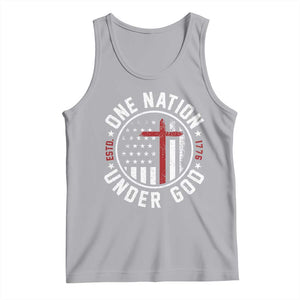 Funny One Nation Under God ESTD 1776 Tank Top 4th Of July Patriotic Christian TS11 Athletic Heather Print Your Wear