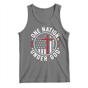 Funny One Nation Under God ESTD 1776 Tank Top 4th Of July Patriotic Christian TS11 Black Heather Print Your Wear