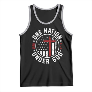 Funny One Nation Under God ESTD 1776 Tank Top 4th Of July Patriotic Christian TS11 Black Athletic Heather Print Your Wear