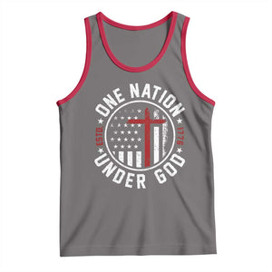 Funny One Nation Under God ESTD 1776 Tank Top 4th Of July Patriotic Christian TS11 Deep Heather Red Print Your Wear
