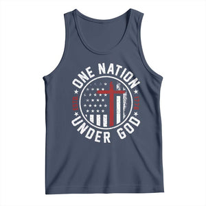 Funny One Nation Under God ESTD 1776 Tank Top 4th Of July Patriotic Christian TS11 Navy Print Your Wear