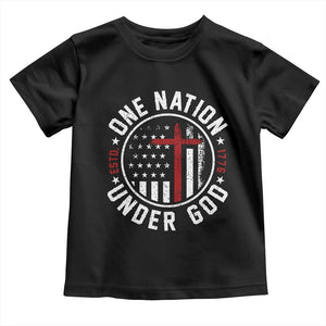 Funny One Nation Under God ESTD 1776 Toddler T Shirt 4th Of July Patriotic Christian TS11 Black Print Your Wear
